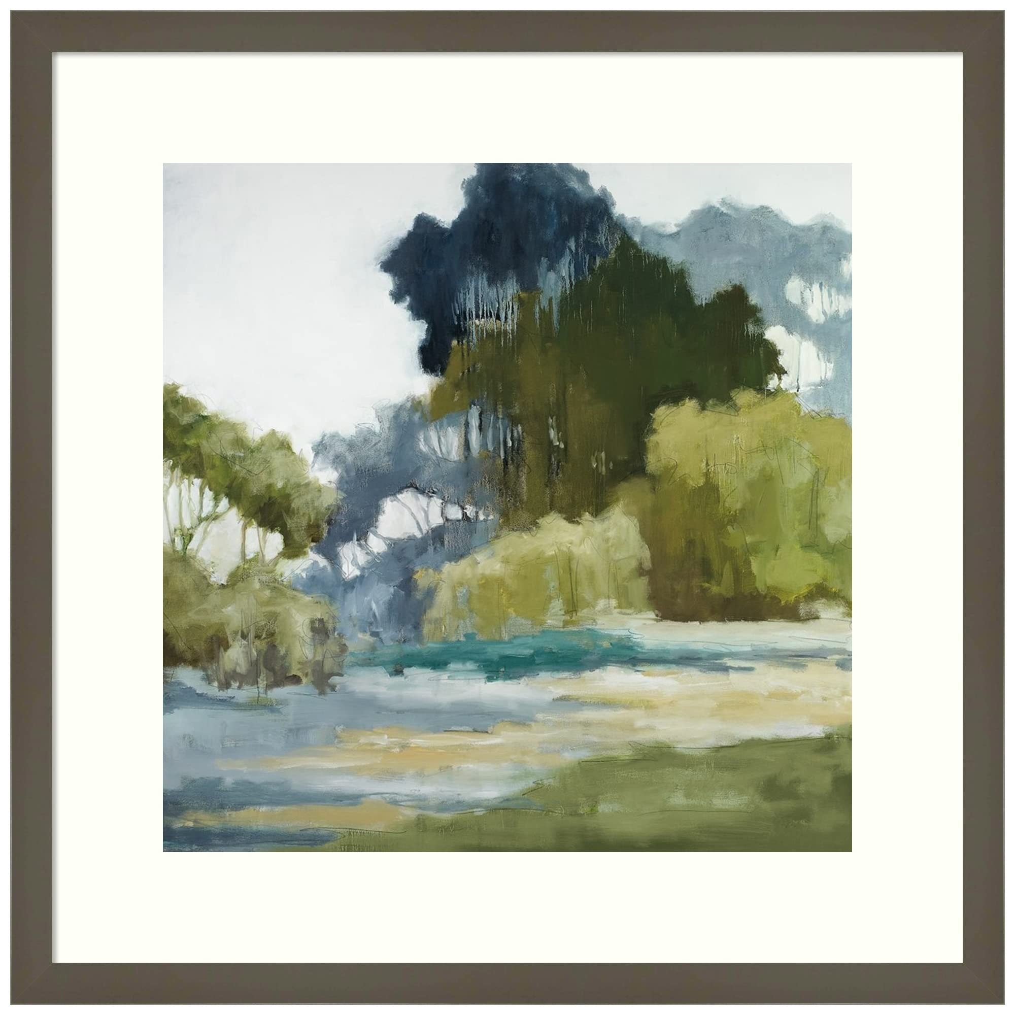 Amanti Art Framed Abstract Wall Art Print - 21x21 Bean Fields Tall Trees by Jacqueline Ellens | Modern Home Decor Poster Painting for Living Room, Bedroom, Office | Perfect for Contemporary Spaces & Gift Giving
