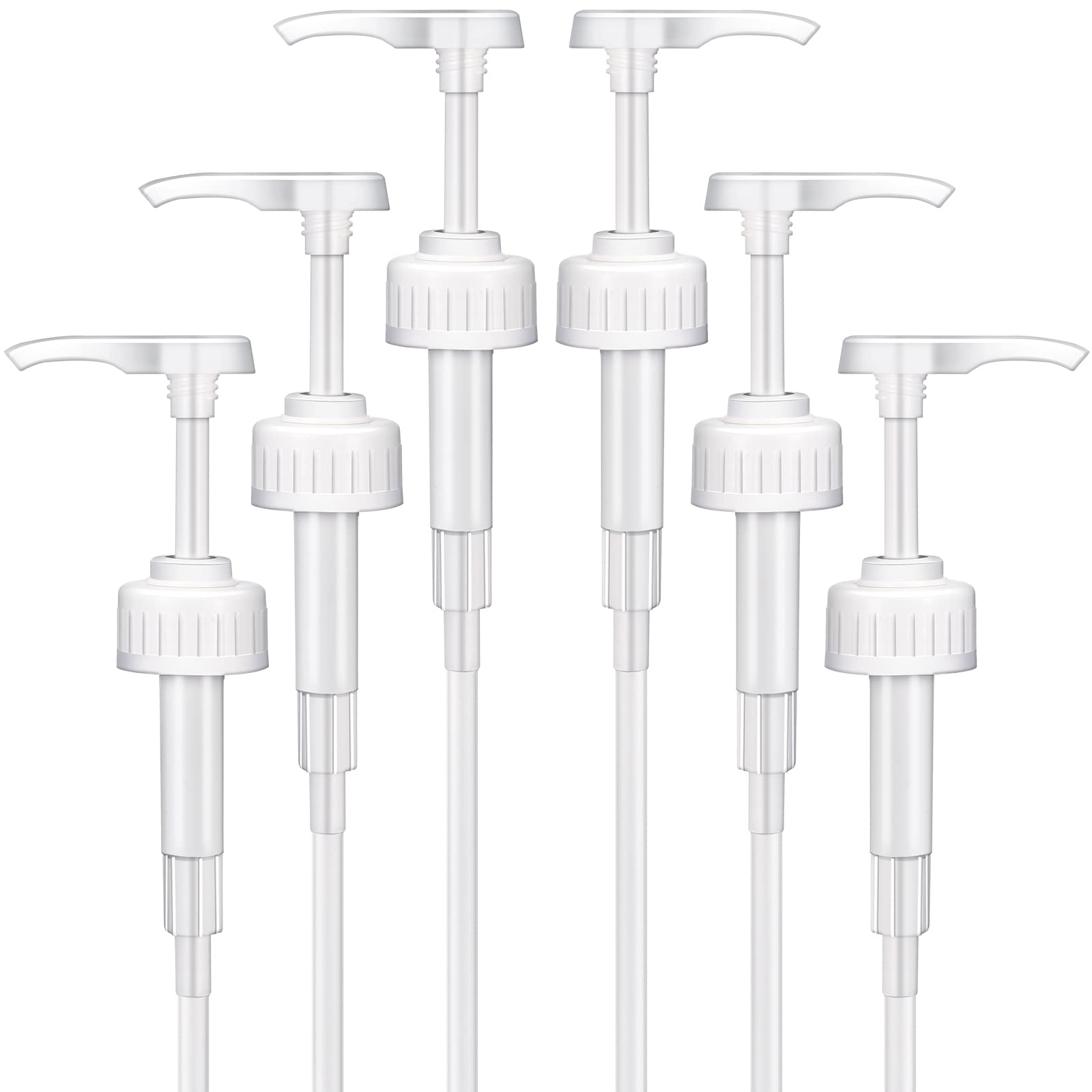 6-Piece White Coffee Syrup Pump Dispenser Set - 8ml Bottle Pumps for Coffee, Lotion, Snow Cones & Flavorings - Perfect for Cafes, Home Bars & DIY Beverage Stations