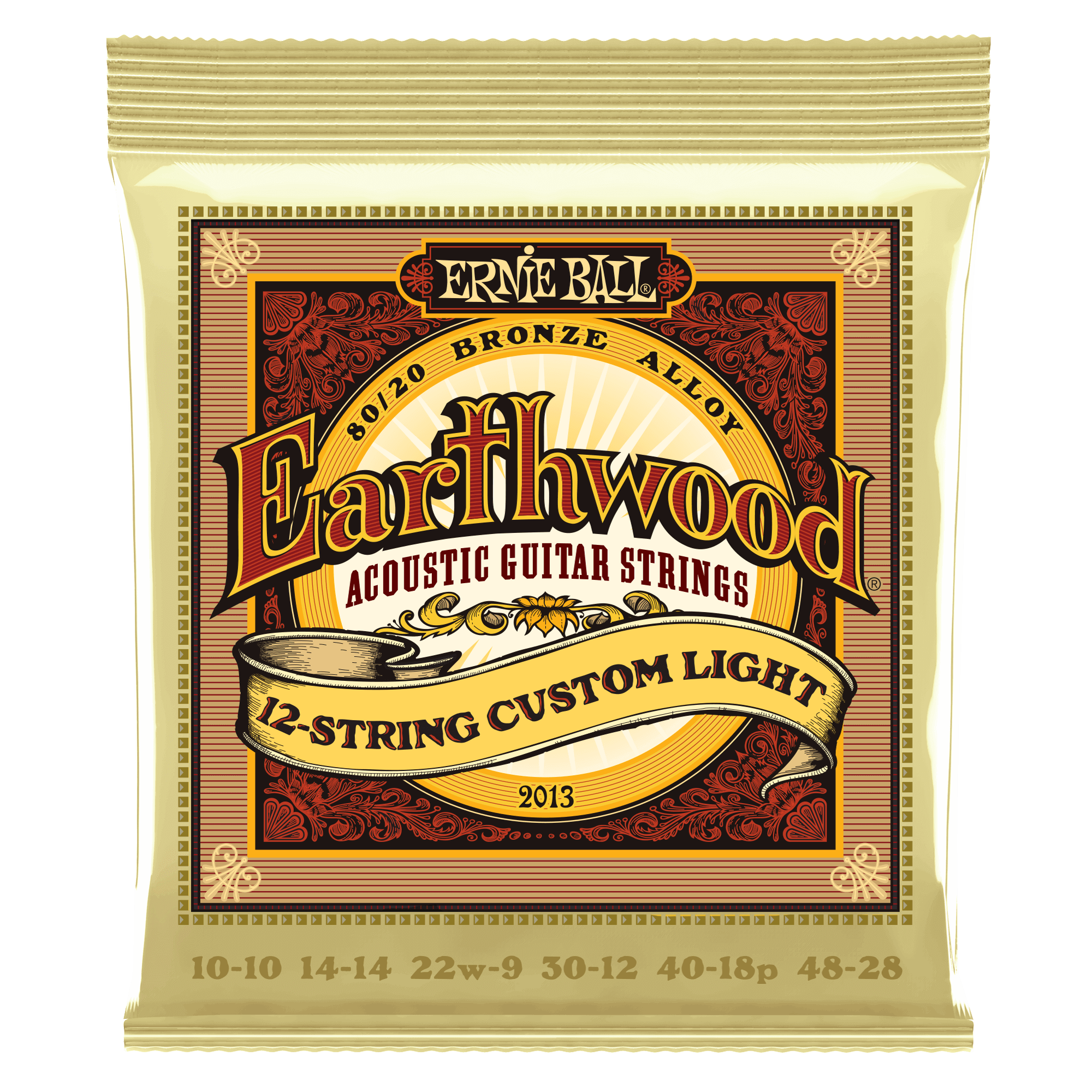 Ernie Ball Earthwood Custom Light 12-String Acoustic Guitar Strings (10-48 Gauge) - Bronze Wound for Warm Tone | Perfect for Folk, Rock & Fingerstyle Playing