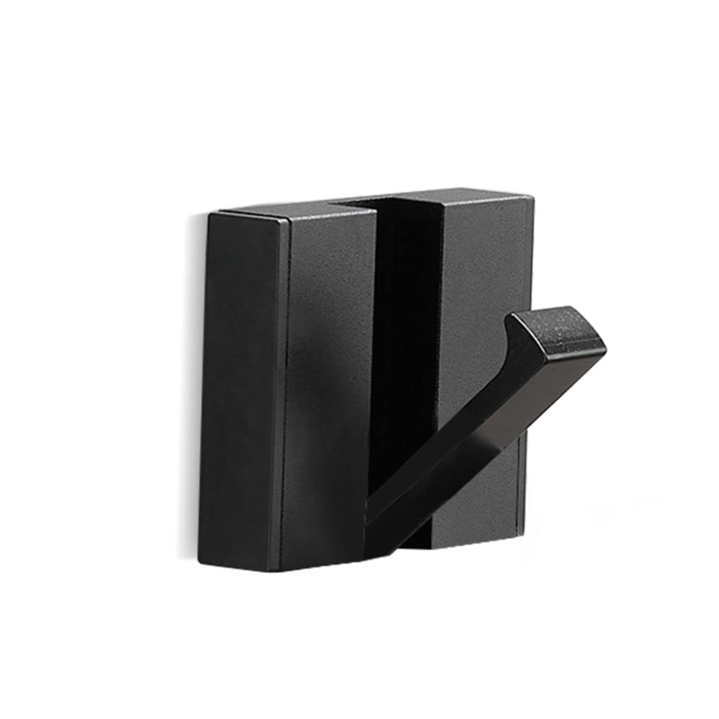 Aluminum Wall-Mounted Towel Hooks - No Drilling Rust-Proof Bathroom Door Hanger (Black) | Space-Saving Organizer for Towels, Jackets & Clothes | Perfect for Bathroom, Living Room & Bedroom Storage