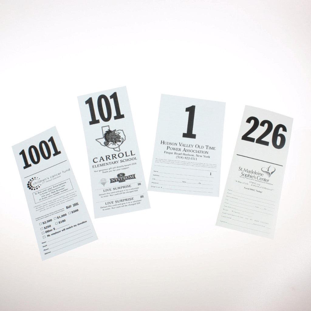 Custom 1/2 Page Bid Cards - 1000 Pack with Black Ink & Numbered - Perfect for Auctions, Fundraisers, and Silent Bidding Events