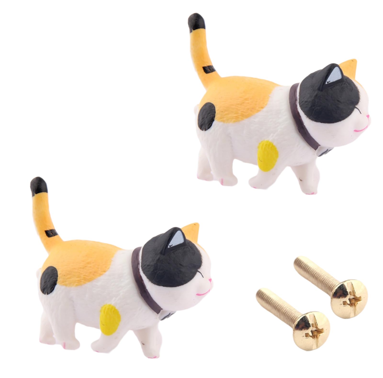 Cute Cat Door Knobs 2-Pack - Brass Rotatable Handles for Wardrobe & Drawers
