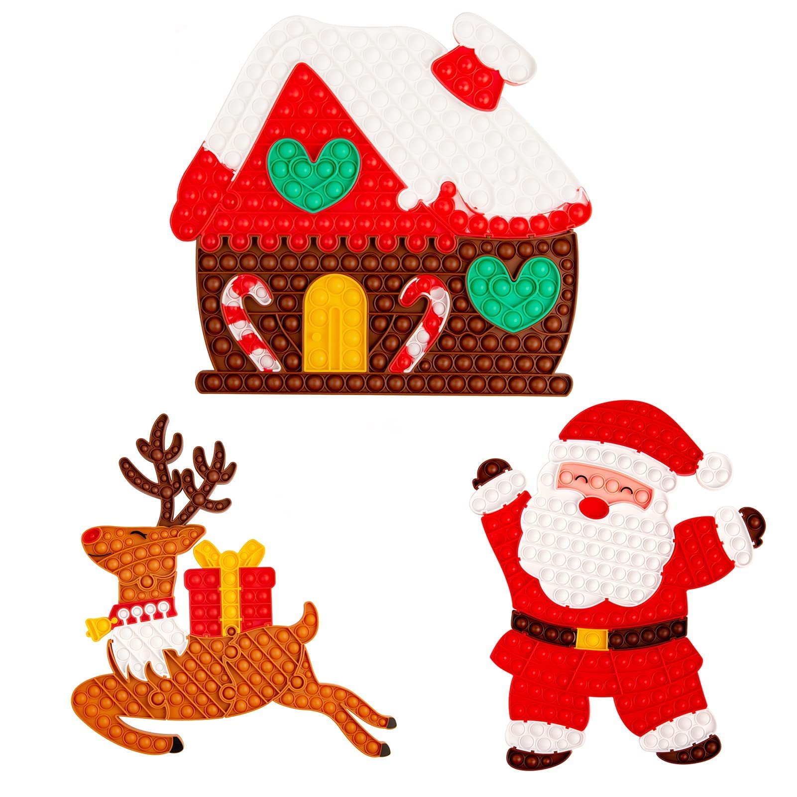 CONNOO Large Christmas Fidget Toys - Sensory Stress Relief Poppers for Kids & Adults with ADHD, Anxiety, Autism - Fun Puzzle Game for Relaxation and Focus - Perfect for Home, School, and Travel Use
