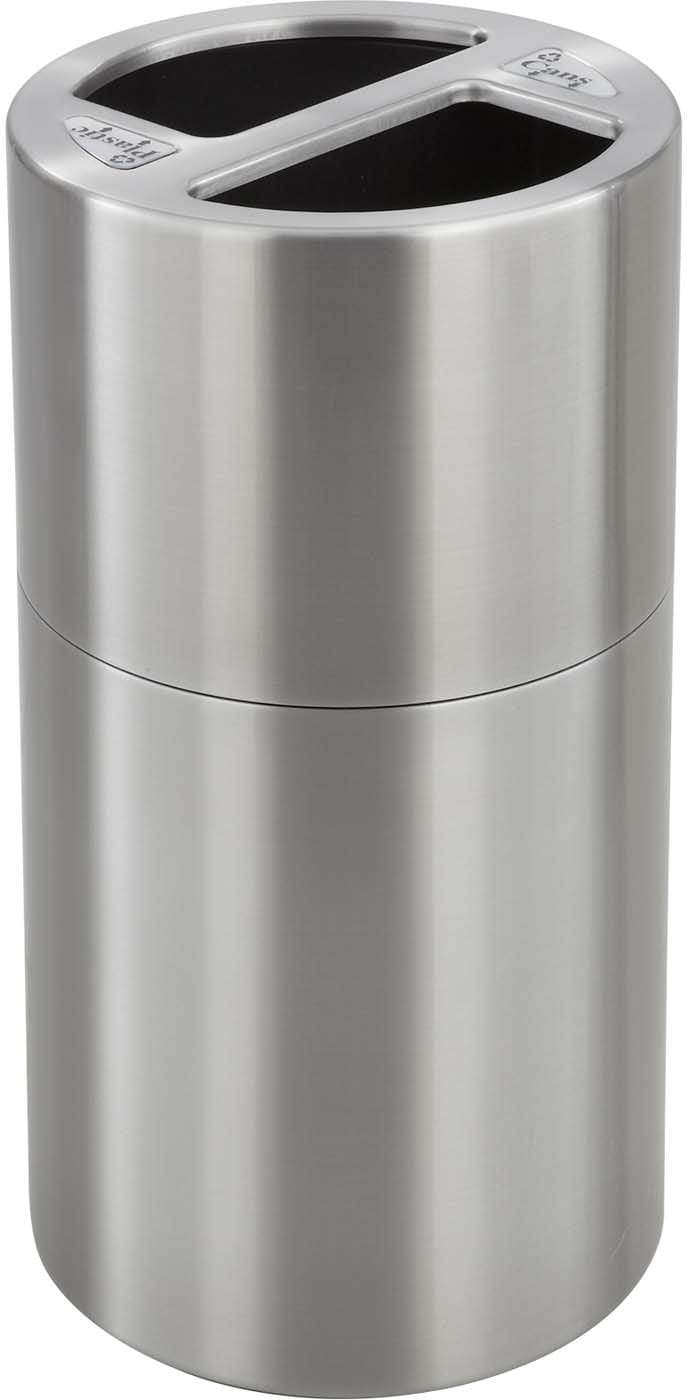 15 Gallon Dual Stainless Steel Recycling Trash Can - 2 Compartment Waste Bin for Kitchen, Office & Outdoor Use [9931SS]
