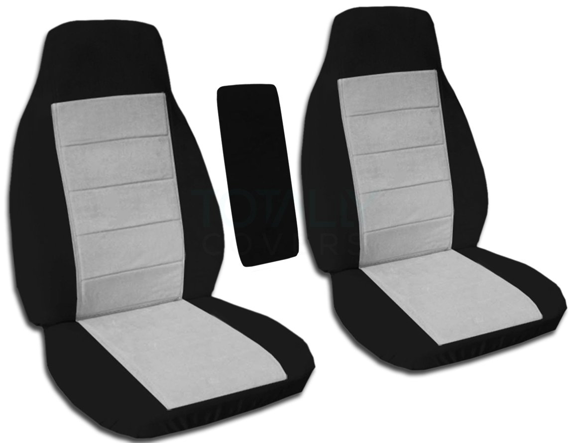 1991-1997 Ford Ranger Explorer Seat Covers | Compatible with Mazda Navajo & B-Series | Two-Tone Black & Gray Bucket Seat Covers with Armrest | Perfect for Truck & SUV Interior Protection & Style Upgrade