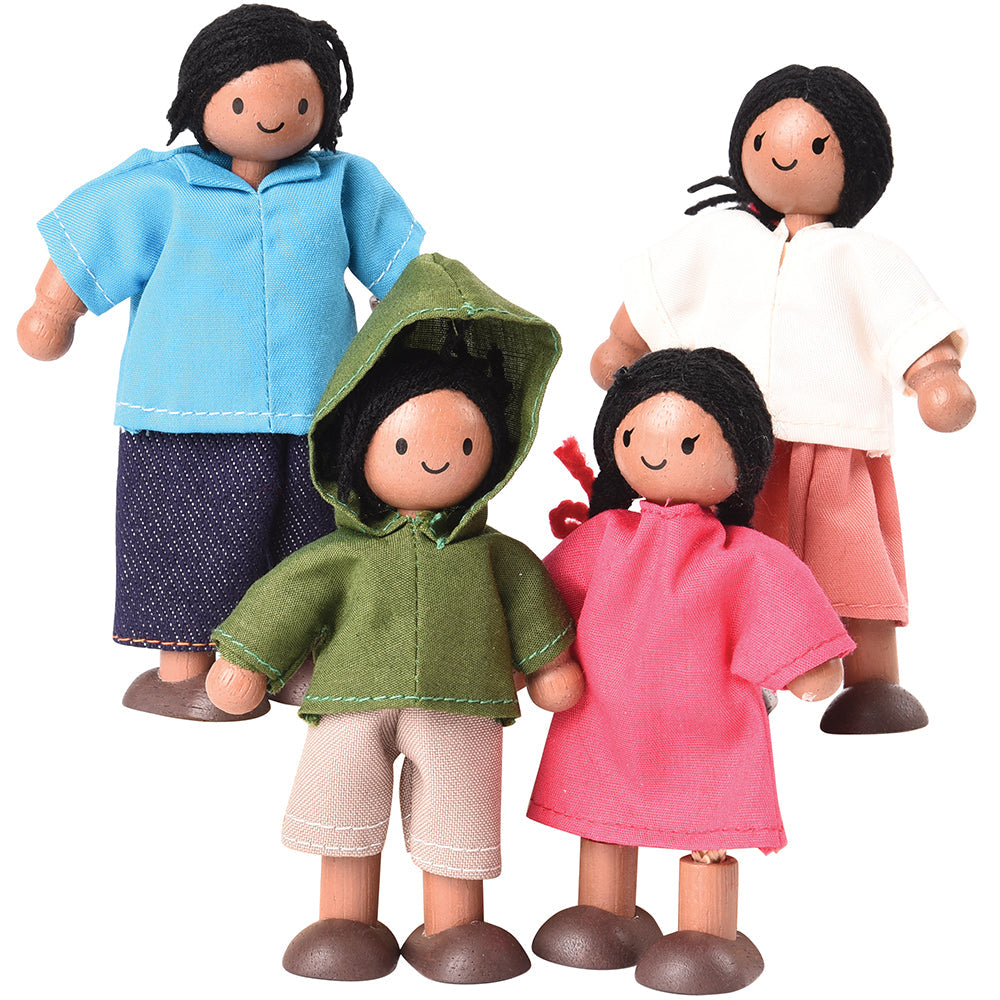 Hispanic Family Wooden Dolls - 4 Piece Posable Set for Home Decor, Cultural Display & Kids Play | Perfect for Christmas, Día de los Muertos & Multicultural Education