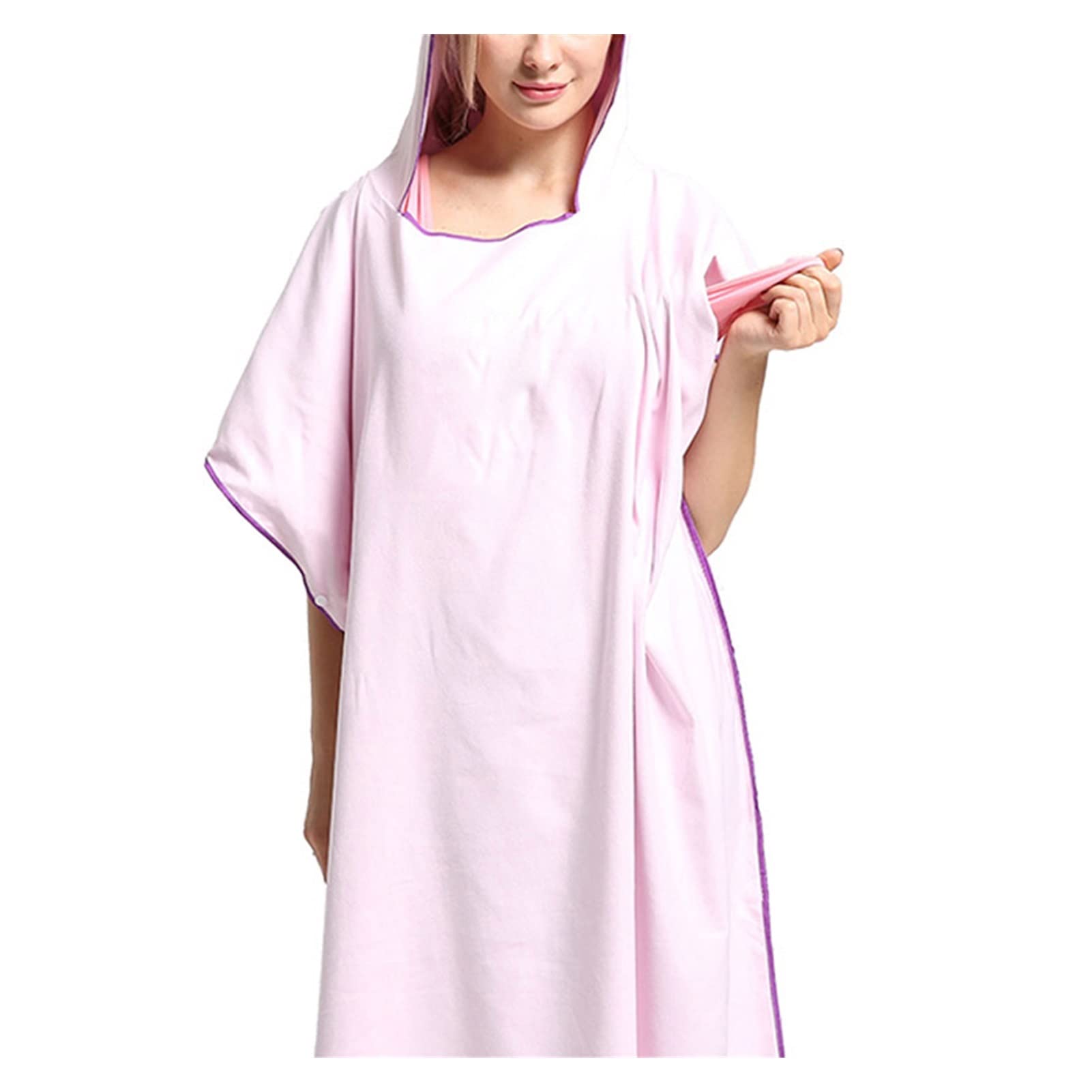 **WTYYC Quick-Dry Hooded Beach Towel Poncho - Microfiber Sunscreen Changing Robe for Adults, Surf & Swim Cover-Up (Pink, Medium) - Perfect for Beach, Pool, Surfing & Outdoor Activities**