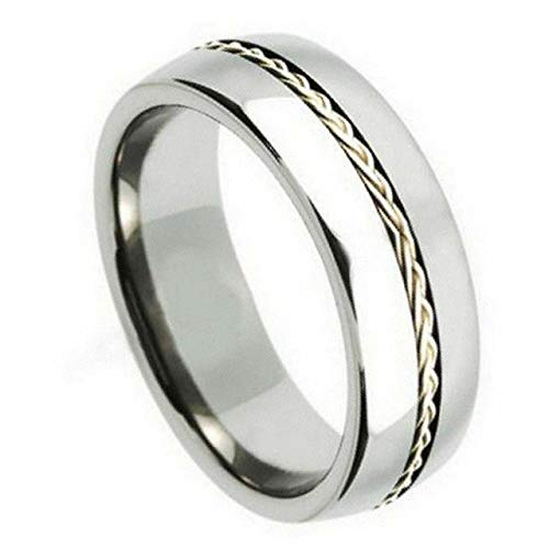 Roy Rose Jewelry Duke Trumilly Tungsten Ring with Sterling Silver Braided Wire Inlay - 8mm Comfort Fit Wedding Band for Men (Sizes 5-15) | Perfect for Engagements, Weddings & Anniversary Gifts