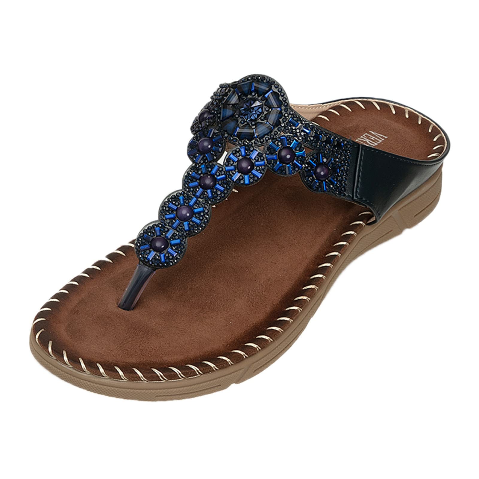 Women's One Toe Sandals - Stylish Boho Rhinestone Flip Flops | Comfortable Open Toe Roman Dress Sandals for Summer | Perfect for Beach, Vacation & Casual Outfits