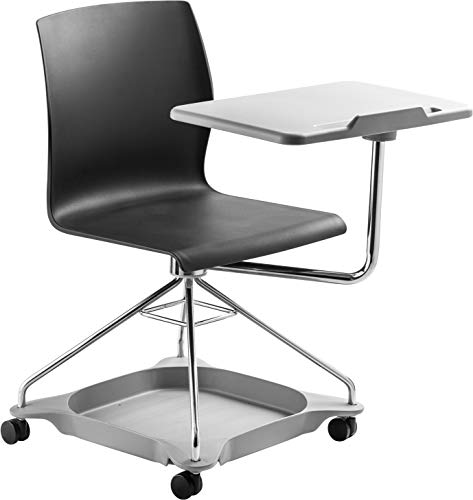 National Public Seating Mobile Chair with Tablet Arm & Storage - Black | Ergonomic Rolling Office Chair for Conference Rooms, Classrooms & Waiting Areas