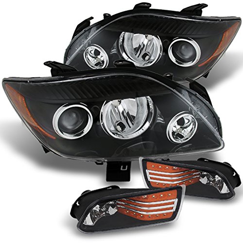 AKKON Black Bezel Projector Headlights & Full LED Fog Lights with Switch for Scion TC - Left & Right Lamps Combo - Upgrade Your Night Driving & Style