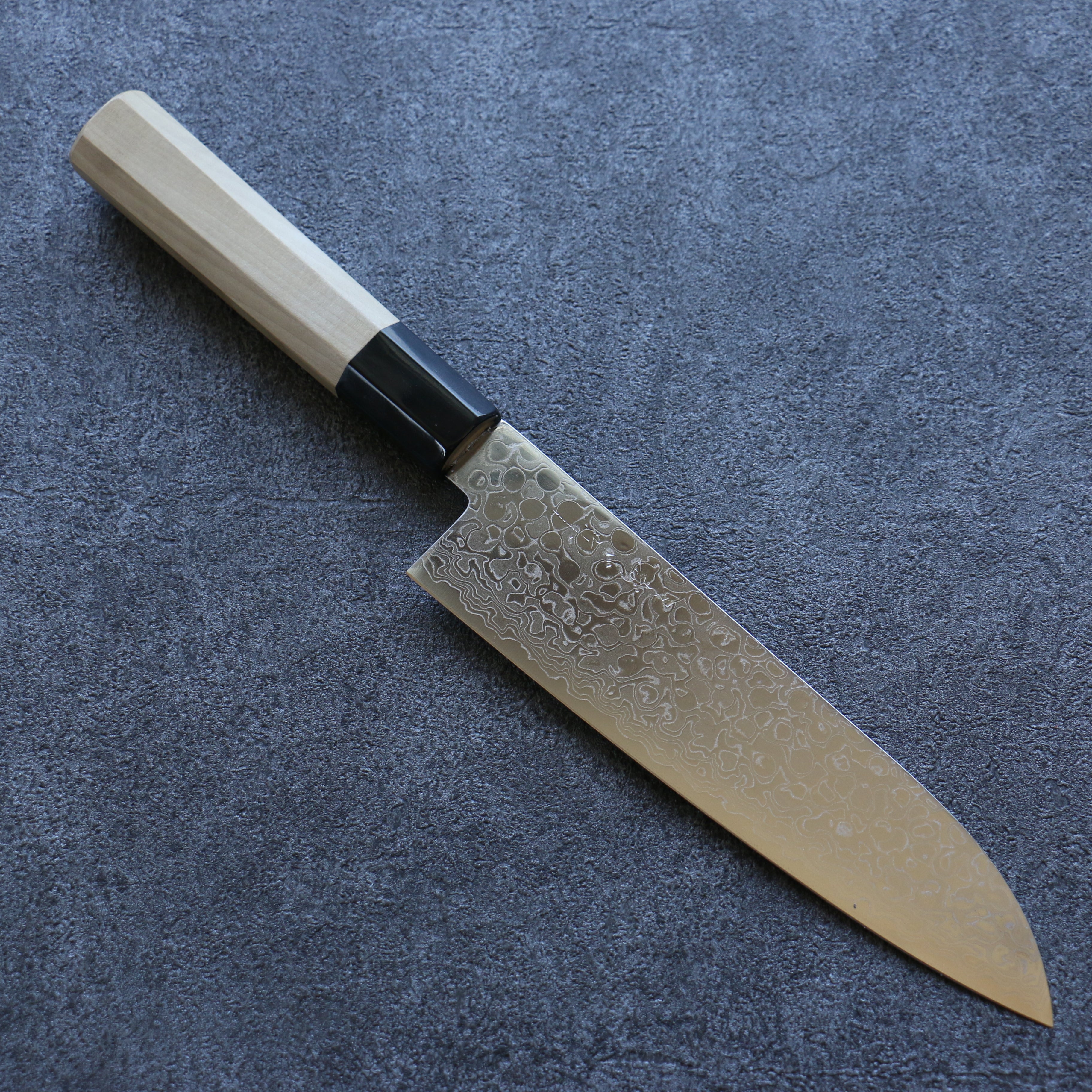 Premium Misuzu AUS10 Damascus Santoku Knife 180mm - Handcrafted Japanese Kitchen Knife with Magnolia Wood Handle - Perfect for Slicing, Dicing & Chopping Vegetables, Meat & Fish