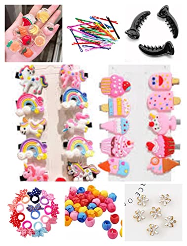 45Pcs Cute Hair Clips Set - Cartoon Bobby Pins, Flower Hair Claws, Mini Beads, Rabbit Hair Ties, Banana Clips for Girls & Women - Perfect for School, Parties & Daily Styling