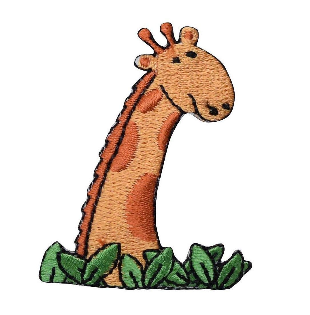 Giraffe in Bushes Embroidered Iron On Patch - DIY Sewing Applique for Jackets, Hats, Bags & Denim - Perfect for Customizing Clothes and Accessories