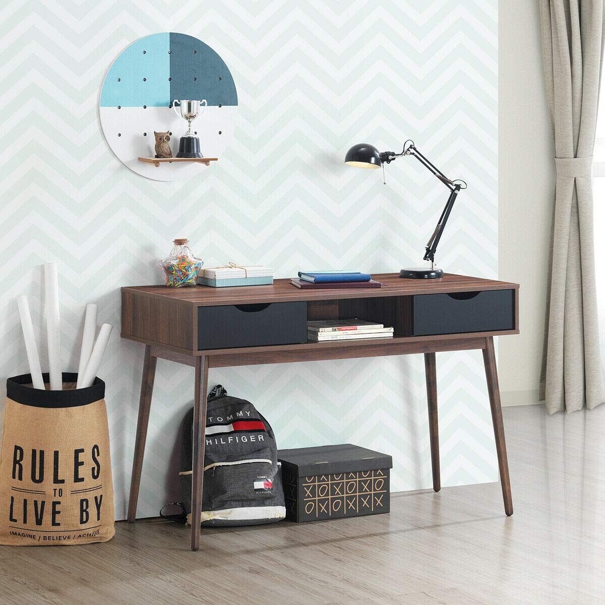 Walomes Computer Desk with Drawers & Shelf - Home Office Writing Table, Study Workstation for PC & Laptop - Perfect for Small Spaces & Remote Work