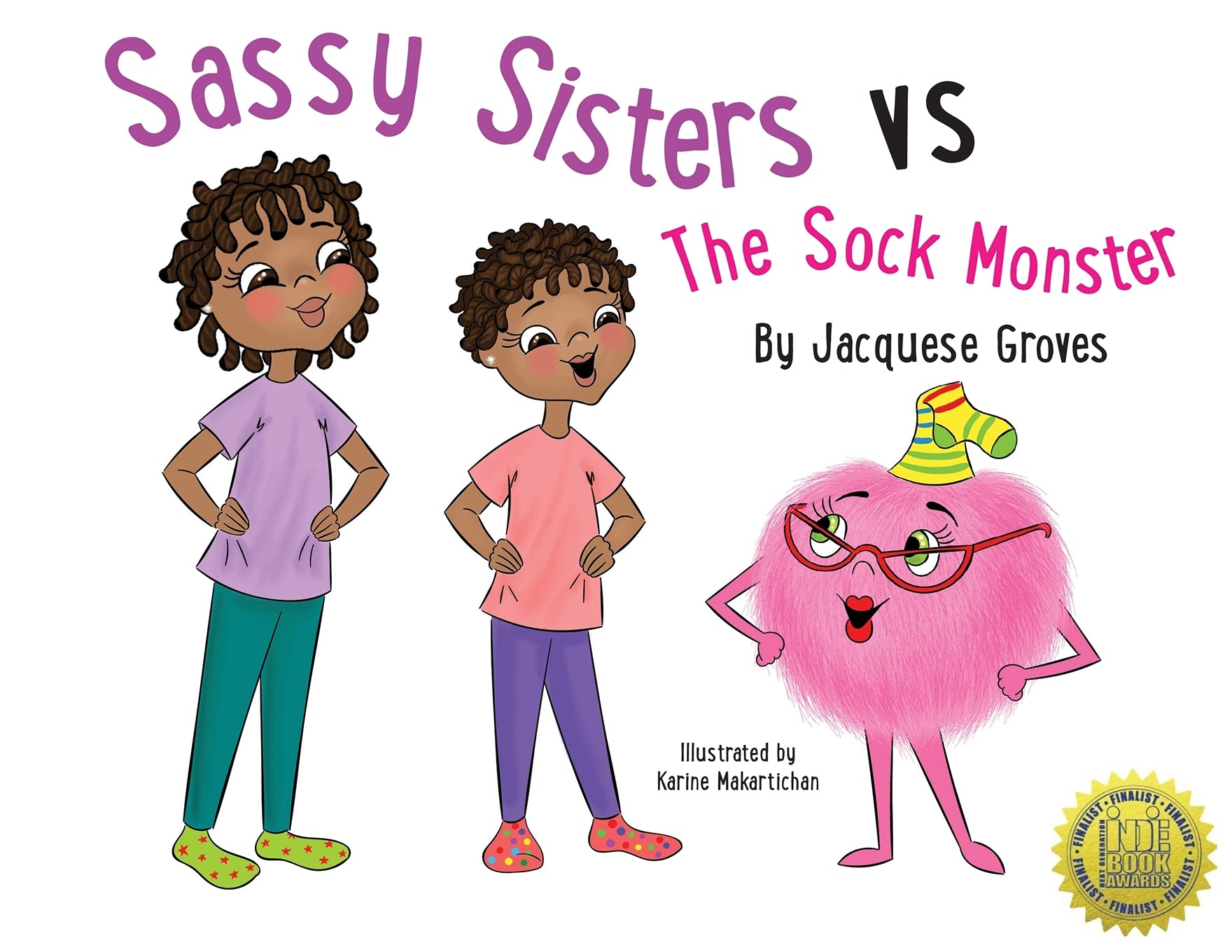 Sassy Sisters vs The Sock Monster - Fun Kids Socks with Grips for Playtime & School - Non-Slip Toddler Socks for Active Children