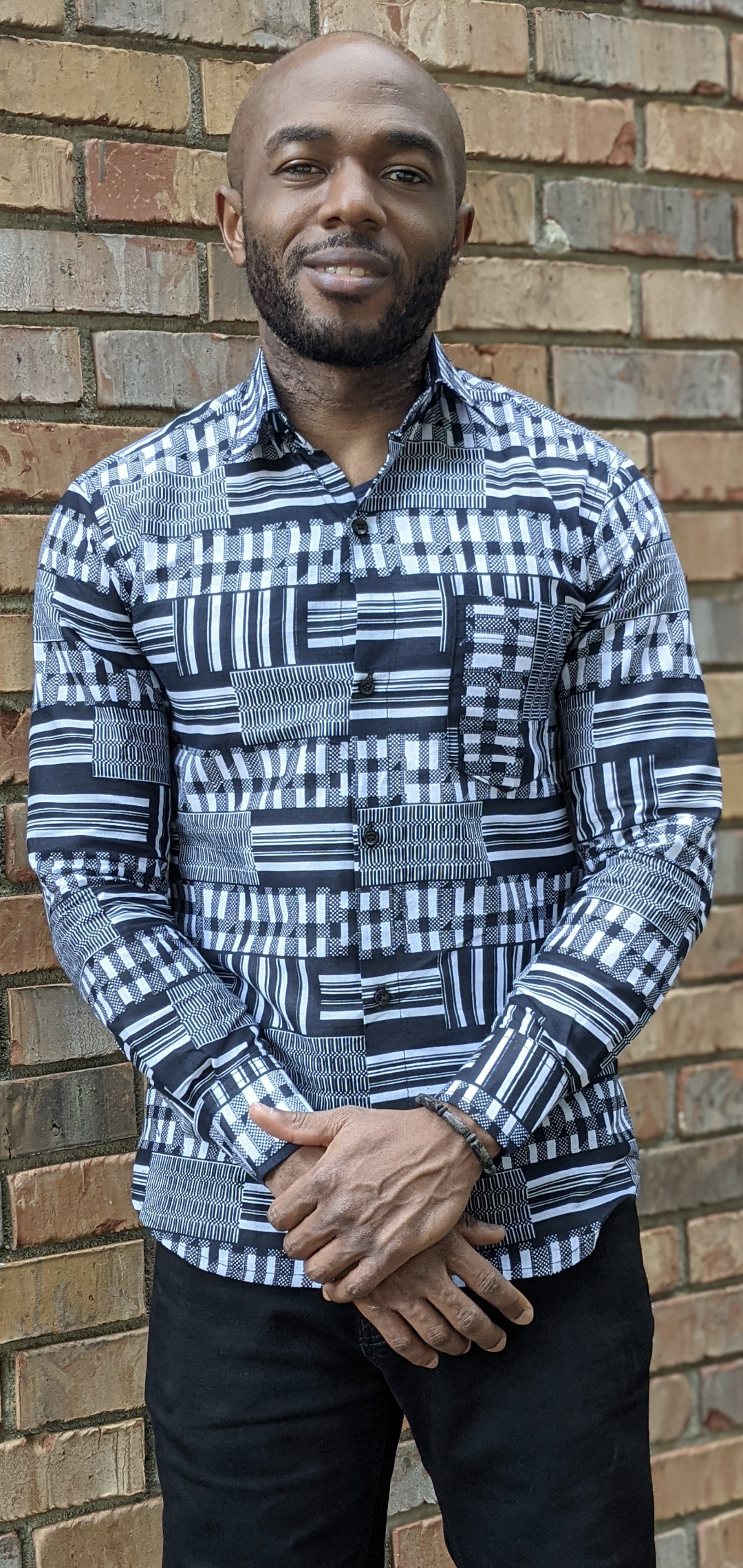 Stylish Etnek Kente African Print Button Down Shirt DP3227BWS - Perfect for Cultural Events, Weddings & Casual Wear