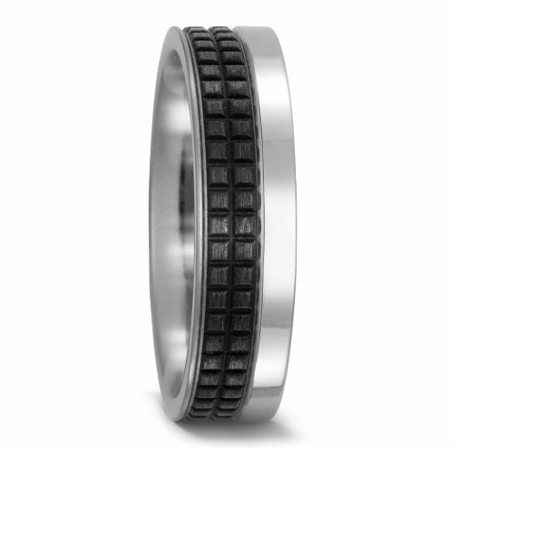 Premium Titanium Band with Cubed Carbon Design - Size T 1/2 - Durable & Stylish Unisex Ring for Men & Women - Perfect for Weddings, Anniversaries, and Everyday Fashion