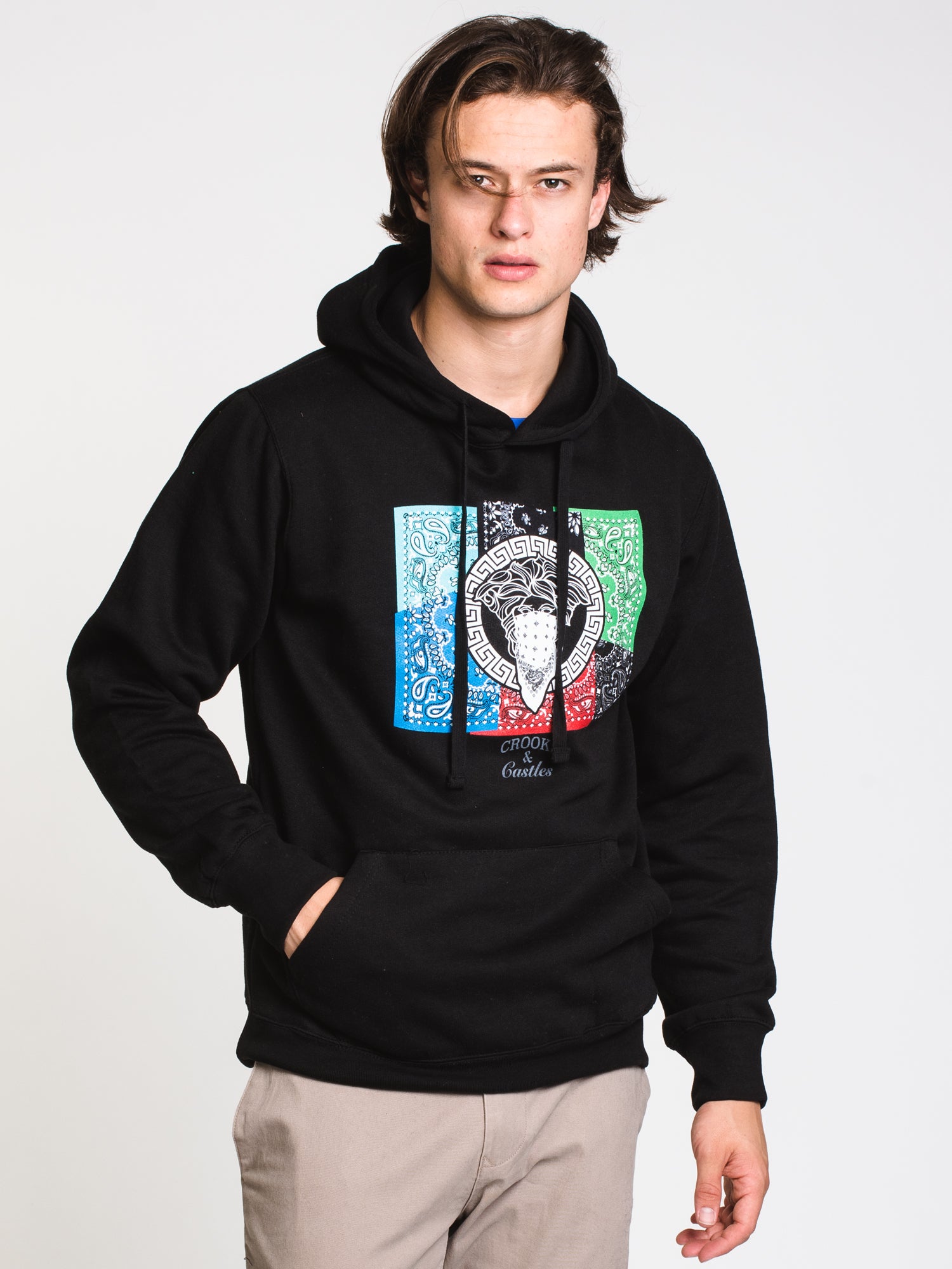 Crooks & Castles Greco Bandana Flag Pullover Hoodie - Men's Streetwear Sweatshirt for Casual Wear & Urban Fashion