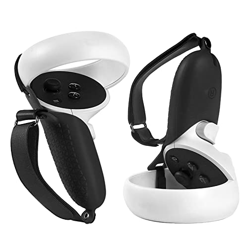 Oculus Quest 2 Touch Controller Grip Cover - Adjustable Wrist Strap Protective Sleeve Accessories for Enhanced Gaming Comfort (Black) | Perfect for VR Gaming, Fitness & Beat Saber Sessions
