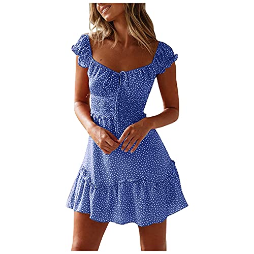 Women's Bohemian Summer Off Shoulder Wedding Guest Dress with Puff Sleeves & Ruffle Details - Flowy Beach Midi Dress for Bridal Shower, Vacation & Outdoor Parties