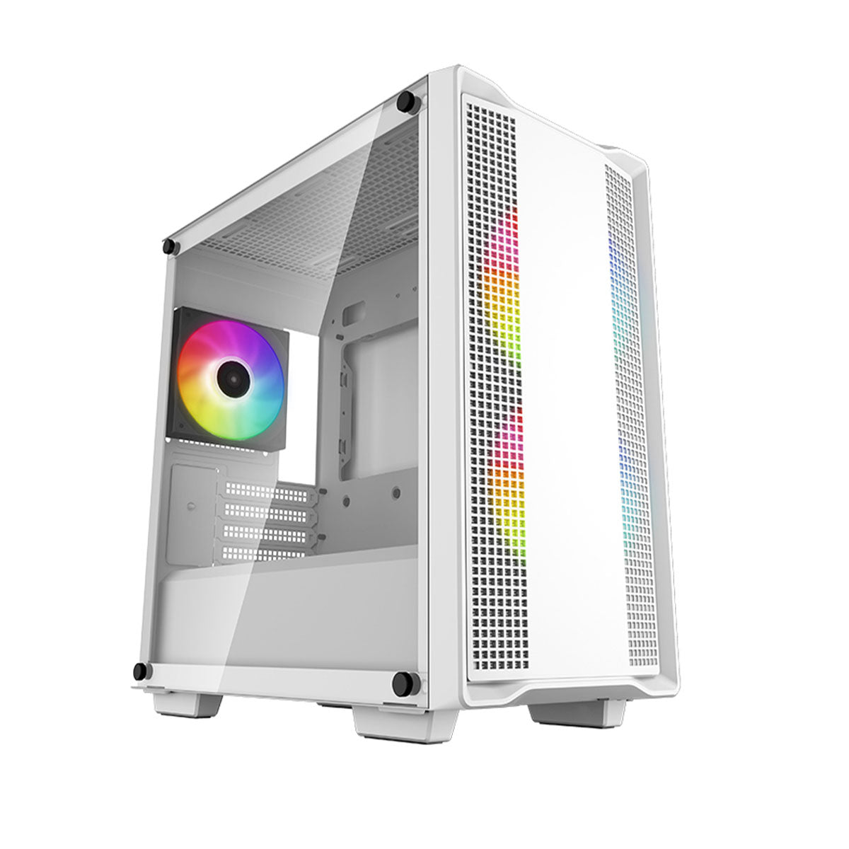 Deepcool CC360 ARGB White Mid Tower Computer Case - Tempered Glass Gaming PC Case with RGB Lighting for Home & Office Setup