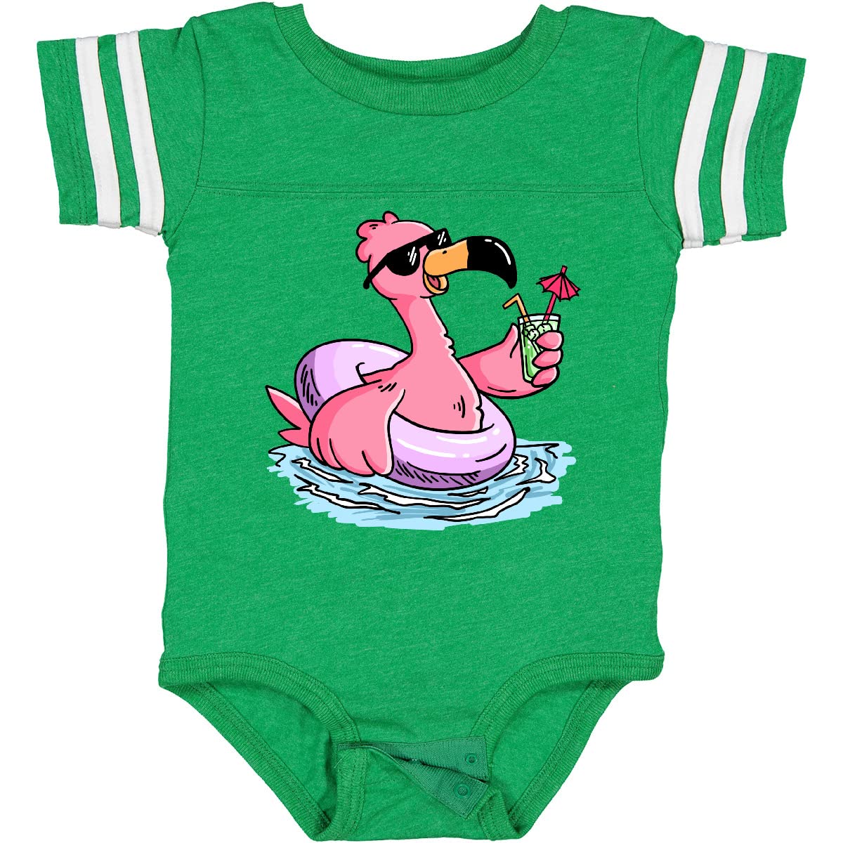 Inktastic Flamingo with Sunglasses Baby Bodysuit - Cute Pool Party Outfit for Infants, Summer Beachwear, Fun Swimwear Gift Idea