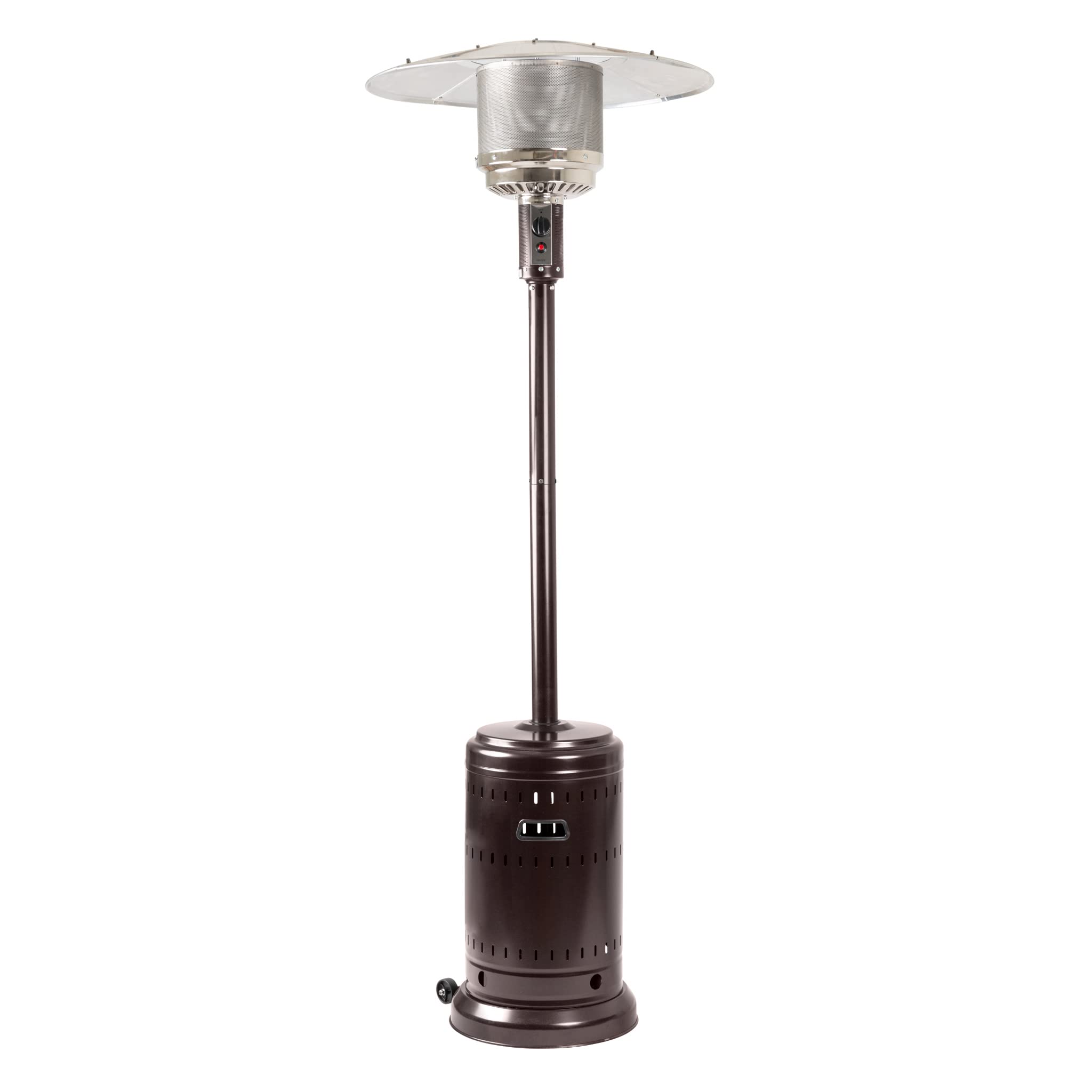 Amazon Basics 46,000 BTU Outdoor Propane Patio Heater with Wheels - Commercial & Residential Use - Havana Bronze Finish - Includes Water Tank - 32.1