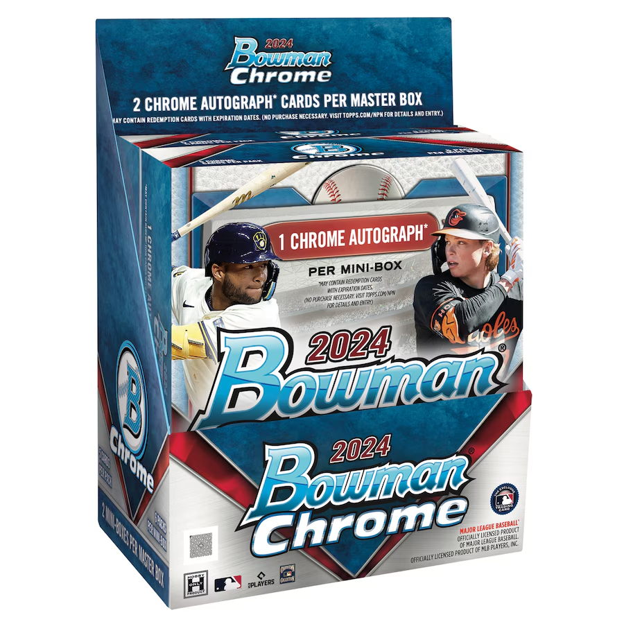 2024 Bowman Chrome Baseball Cards Hobby Box - Collectible Trading Cards for Sports Fans & Investors | Perfect for MLB Collectors, Fantasy Leagues & Gift Giving