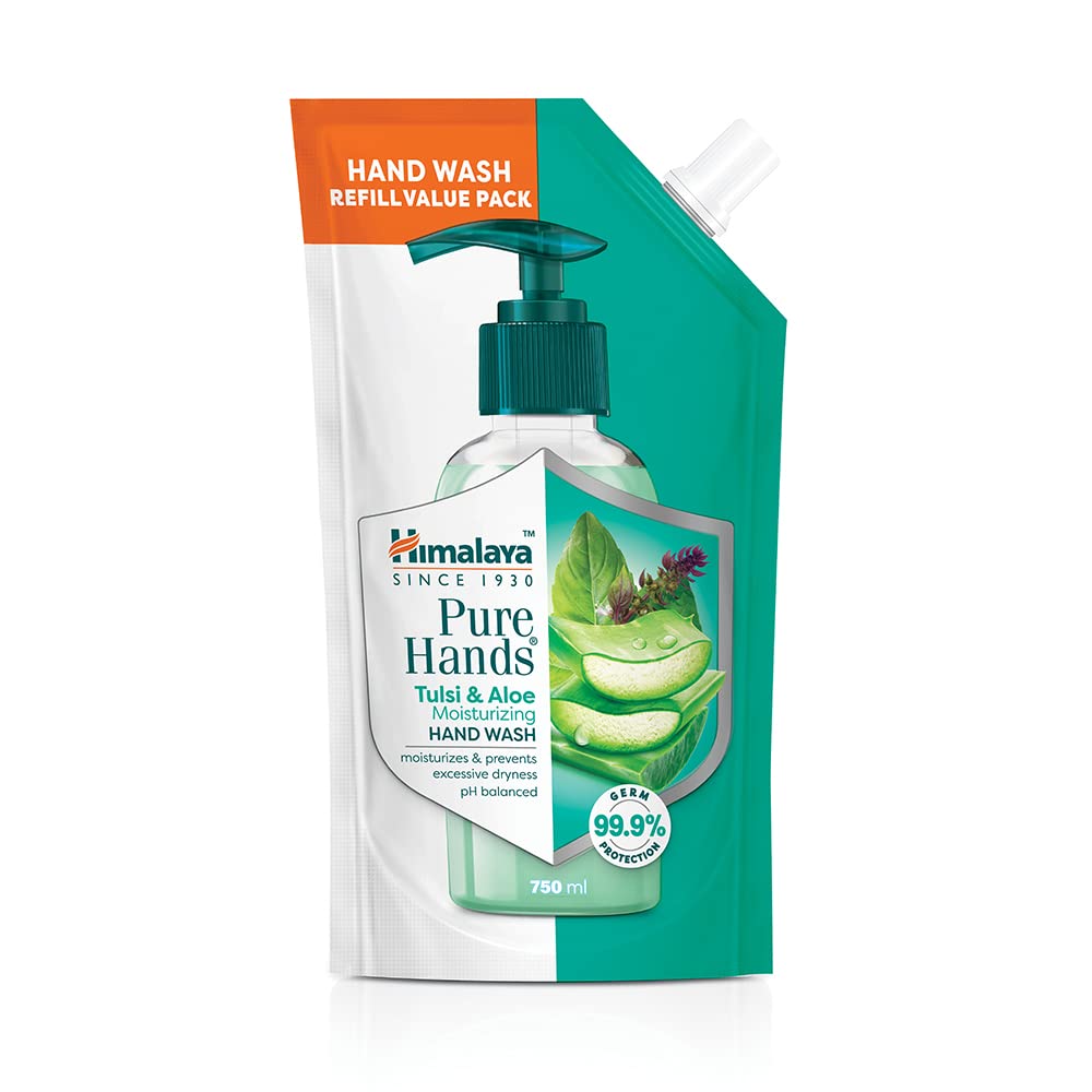 Himalaya Pure Hands Moisturizing Tulsi & Aloe Hand Wash Refill - 750ml | Natural Herbal Liquid Soap for Dry Skin | Perfect for Home, Office & Bathroom Use