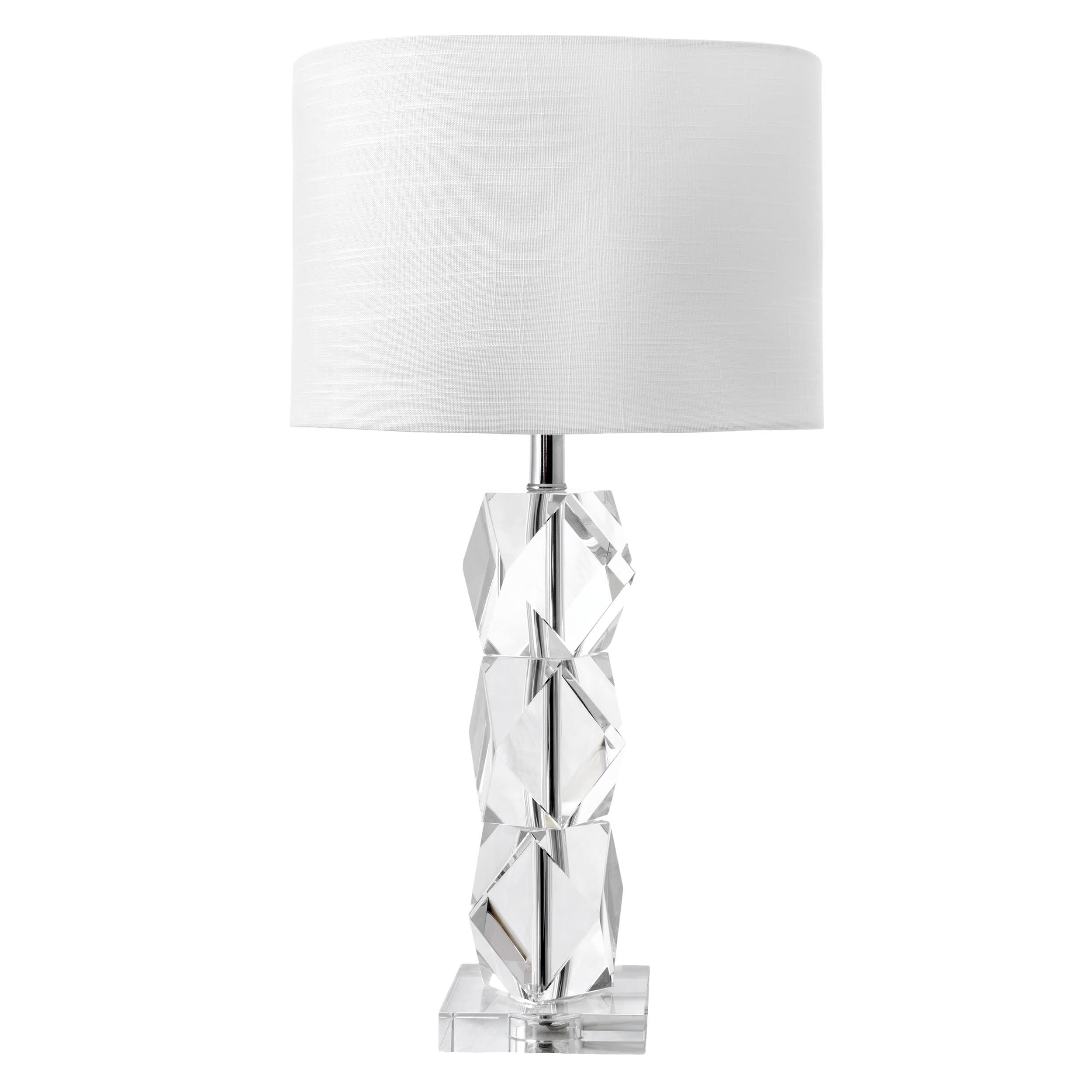 27 Inch Crystal on the Rocks Table Lamp - Clear Glass Modern LED Night Light for Bedroom, Living Room, Office Decor