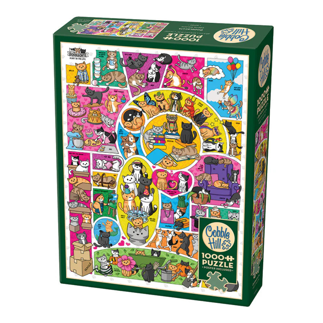 Doodlecats 1000 Piece Jigsaw Puzzle for Adults - Colorful Cat Art Puzzle - Perfect for Family Game Night & Relaxation Activities