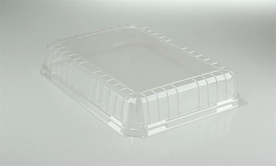 Pactiv OPS Clear Plastic Lids for Half Size Steam Table Pans - 13.125 x 10.87 x 1.4375 Inches - 100 Pack - Perfect for Food Service, Catering & Buffet Display