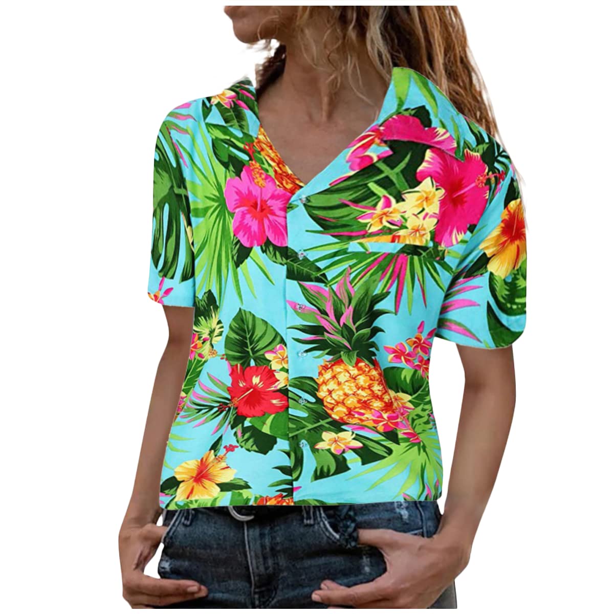 Bupeelee Women's Summer Short Sleeve T-Shirt - Cute Printed Casual Blouse, Loose Fit Graphic Tee for Women | Perfect for Beach Outings, Summer Vacations & Casual Everyday Wear