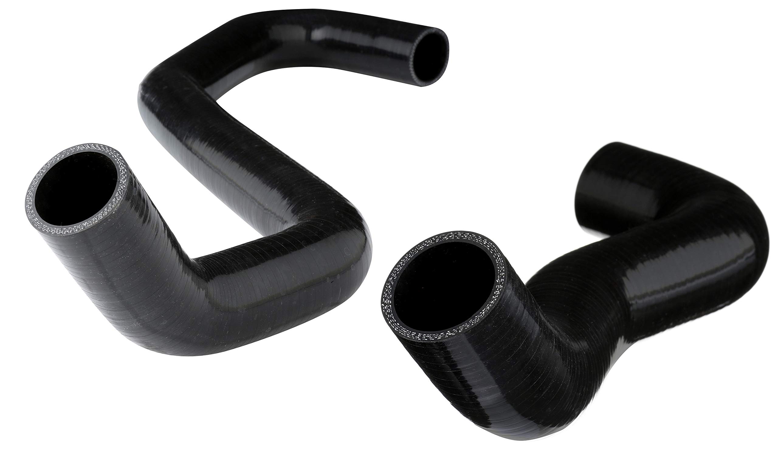 Heavy Duty Silicone Coolant Hose Kit - Upper & Lower Radiator Hose for 2001-2003 Ford 7.3L Powerstroke F-250 F-350 Excursion - High Pressure & Heat Resistant with Reinforced Fibers (Black) - Perfect for Engine Cooling System Upgrades & Off-Road Performance