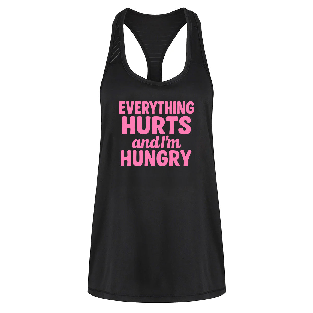 Everything Hurts & I'm Hungry Mesh Racerback Vest - Comfortable Workout Tank Top for Women - Perfect for Gym, Running & Yoga