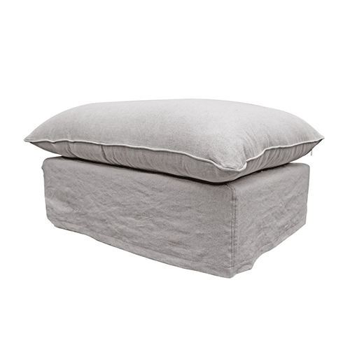 Lotus Slipcover Ottoman Grey - Soft & Stylish Footrest Pouf for Living Room, Bedroom, or Office - Washable Cover & Comfortable Seating