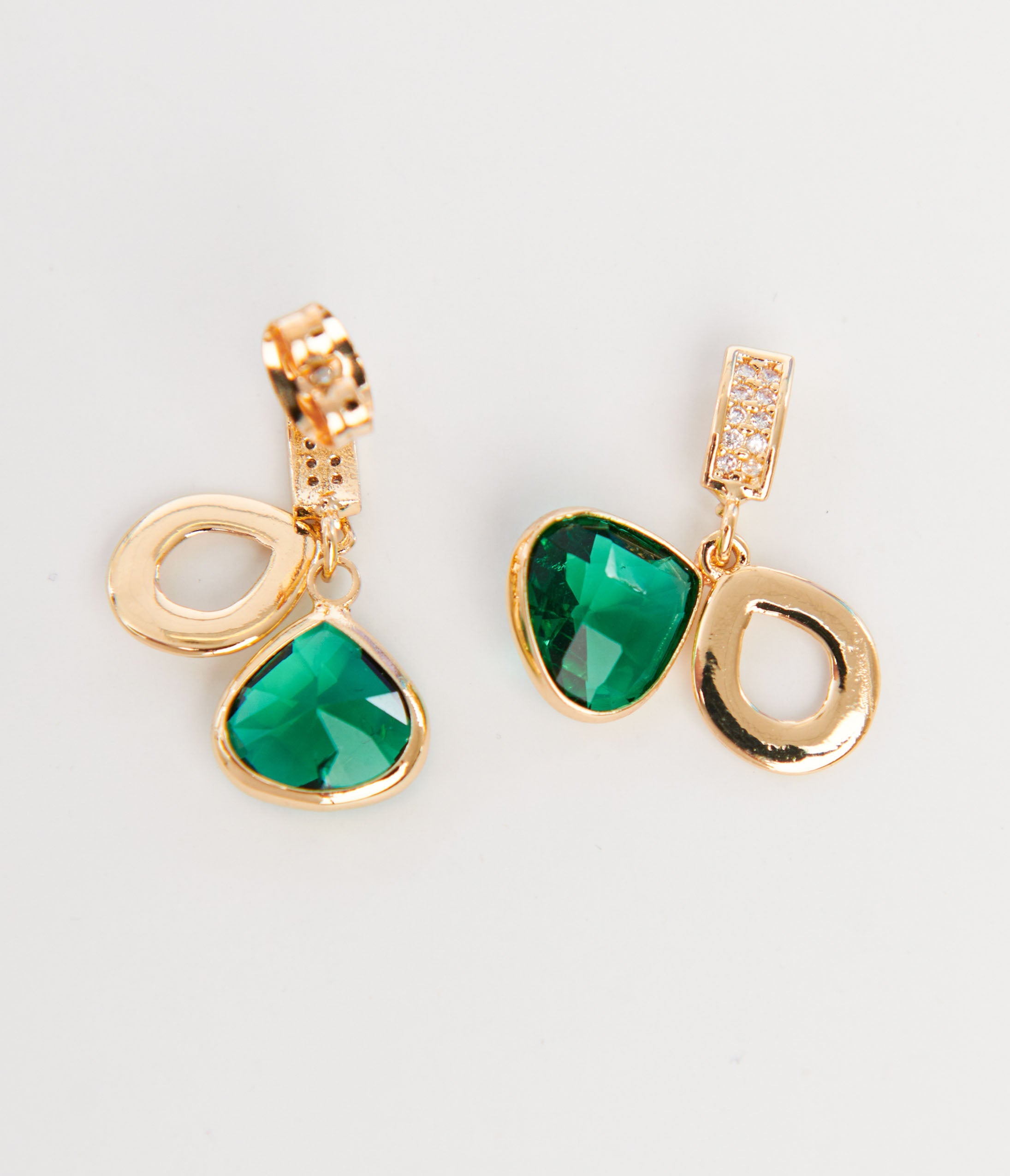 Exquisite Gold & Emerald Green Rhinestone Drop Earrings for Women | Elegant Dangle Jewelry for Parties, Weddings & Special Occasions