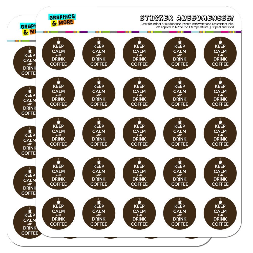 Keep Calm and Drink Coffee 1 Inch Planner Stickers - Opaque Vinyl Decals for Bullet Journals, Scrapbooking, DIY Crafts & Calendar Decorating