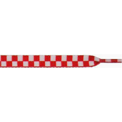 Printed 3/8 Inch Flat Shoelaces - White & Red Checkered Pattern (1 Pair) - Durable & Stylish Laces for Sneakers, Casual Shoes & Work Boots