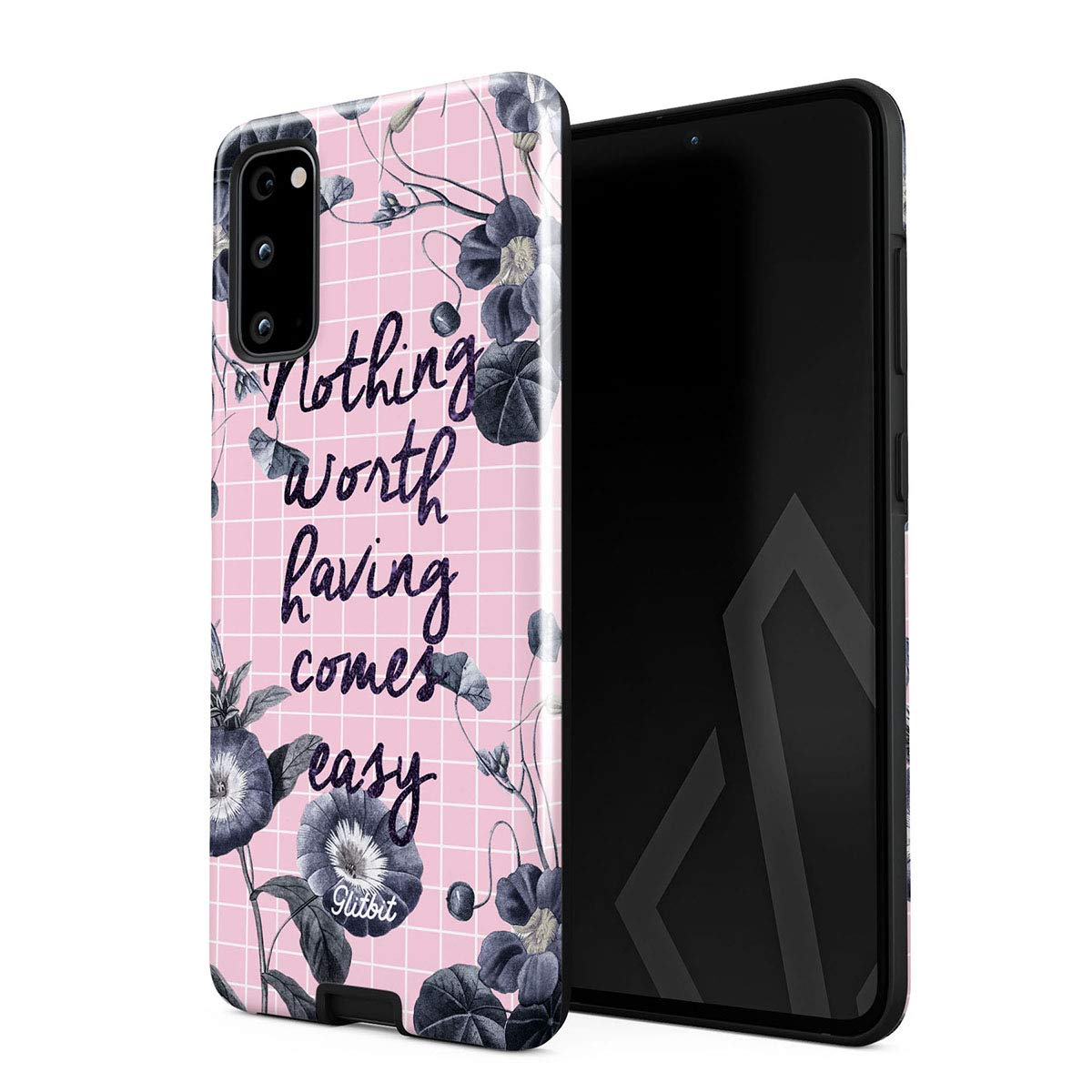 Samsung Galaxy S20 Case - Shockproof Dual Layer Hard Shell with Silicone Cover | Motivational 'Hustle Hard Grind' Design | Perfect for Work, Gym & Daily Protection