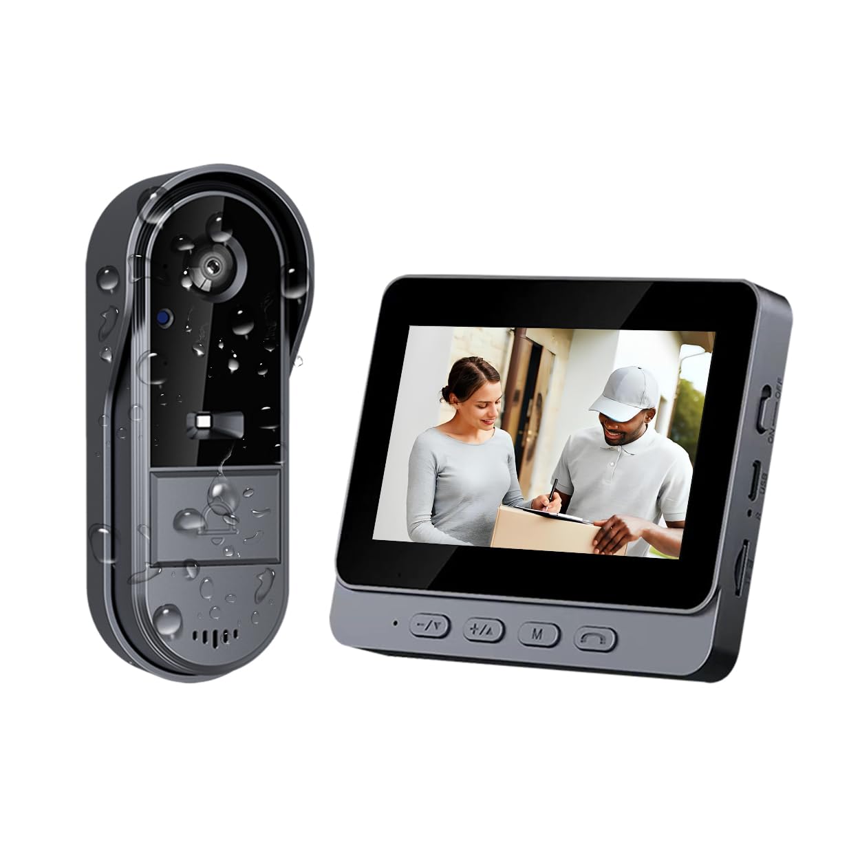 Wireless Doorbell Camera with Screen Monitor - No WiFi, No Subscription, Waterproof, 170° Wide Angle, Two-Way Audio Intercom - Ideal for Home Security, Apartments, and Office Entrances