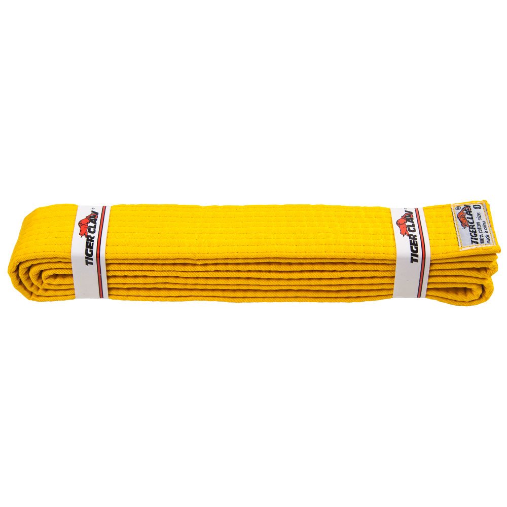 Tiger Claw 100% Cotton Martial Arts Uniform Ranking Belt – 10 Solid Colors (Black, Yellow, Purple, Red, Blue, Green, Orange, Brown, White & Yellow) for Karate, Taekwondo, and Kung Fu Training
