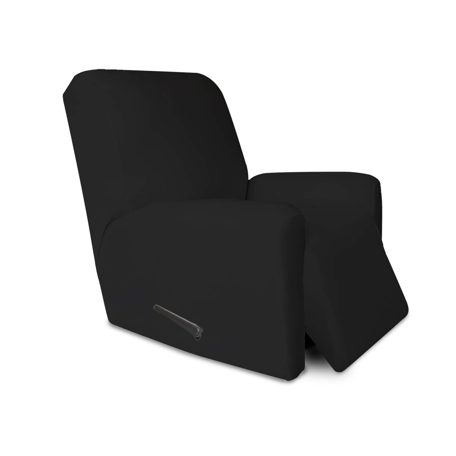 PureFit Super Stretch Recliner Sofa Slipcover with Pocket - Spandex Non-Slip Couch Cover, Washable Furniture Protector with Elastic Bottom for Kids & Pets (Black) | Perfect for Living Room, Home Theater & Family Gatherings