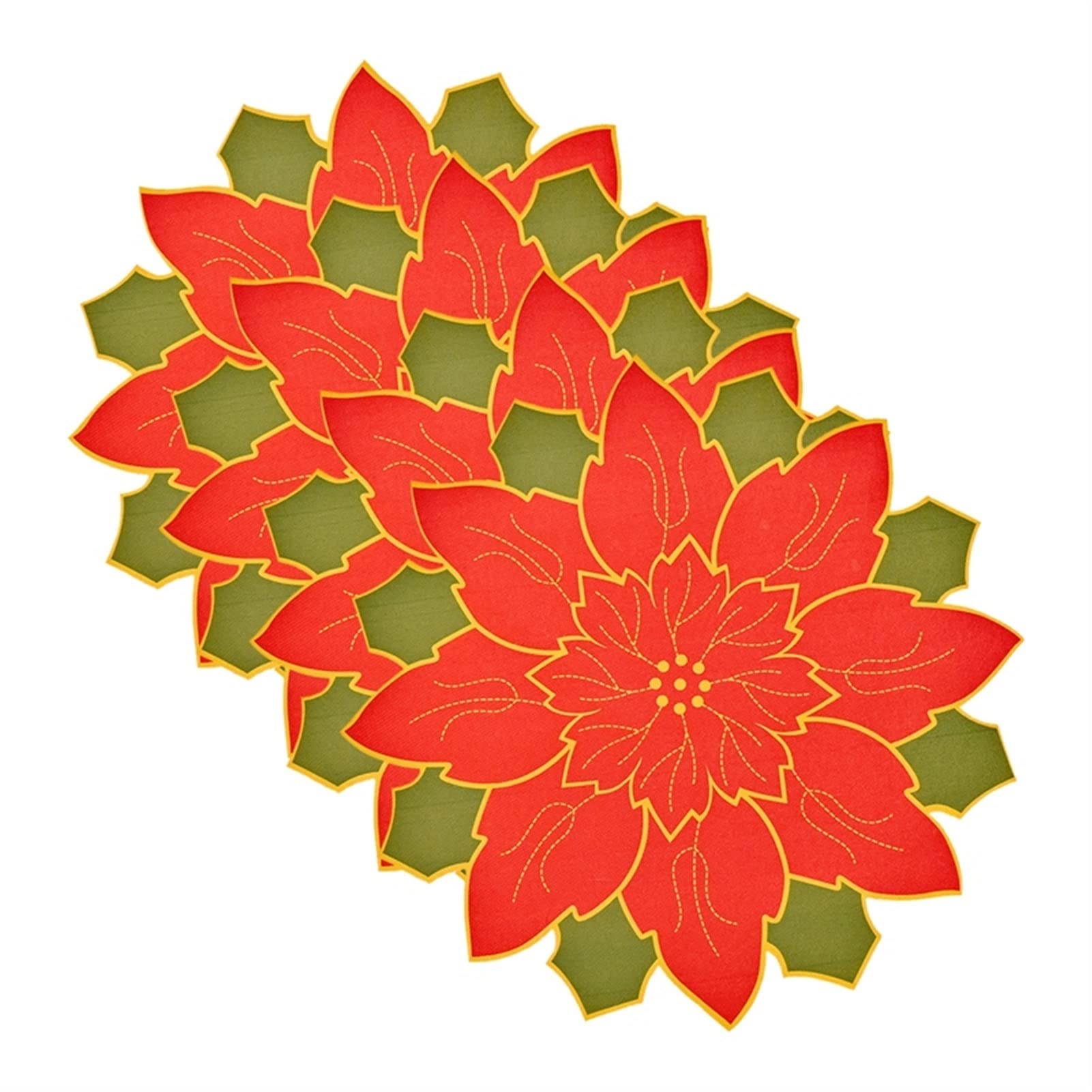 BZGKNUL Set of 4 Non-Slip Washable Placemats with Red Flower Print - Christmas Table Decor, Holiday Dining Essentials for Parties & Family Gatherings