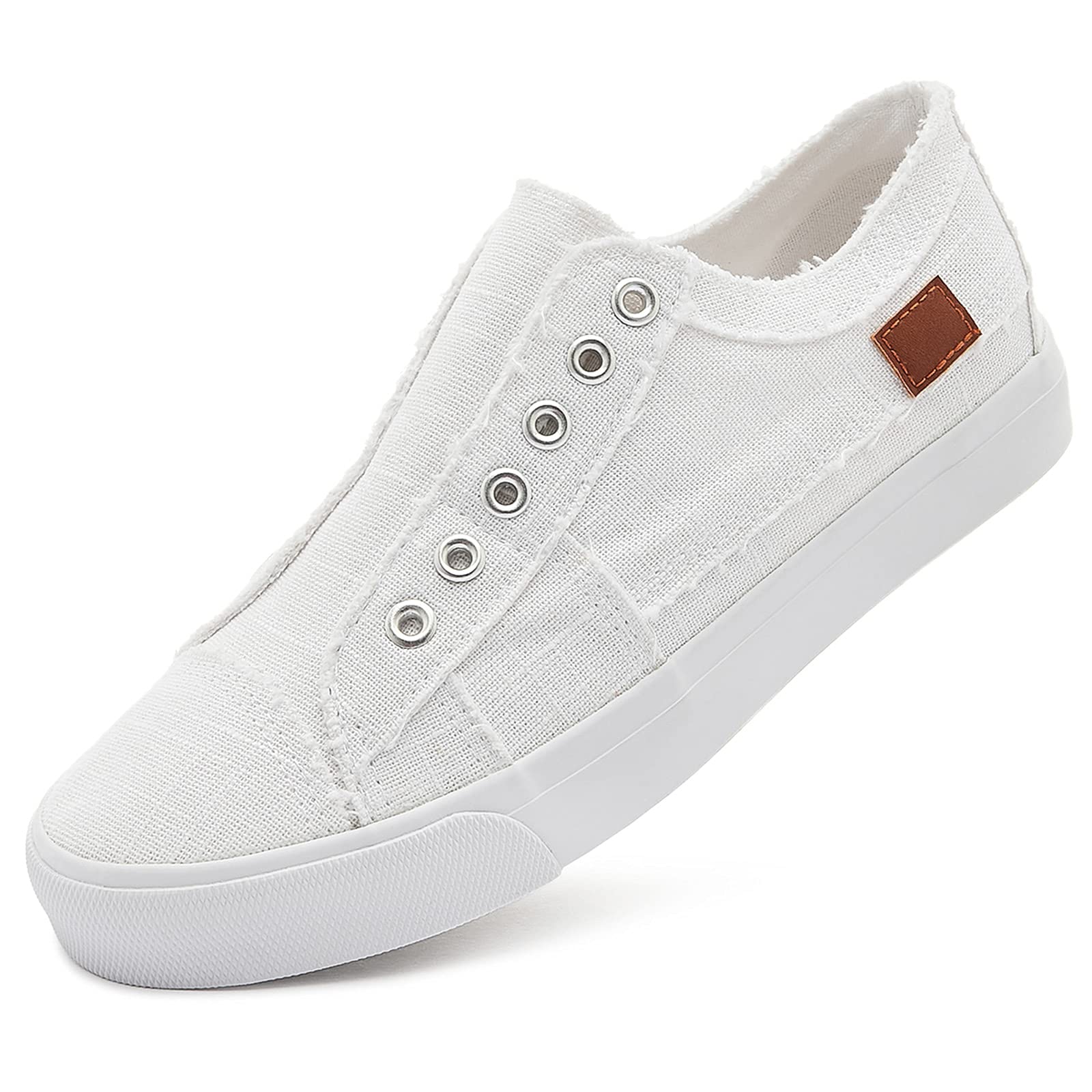 Women's Slip-On Non-Slip Canvas Sneakers - Comfortable Low Top Casual Shoes for Walking, Travel & Everyday Wear