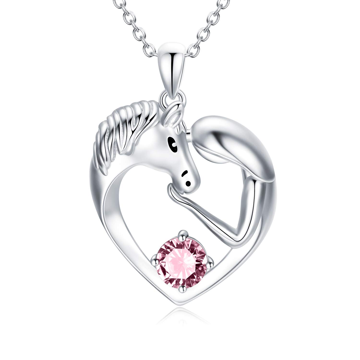 Sterling Silver Horse Necklace with Birthstone - Elegant Jewelry Gift for Women - Perfect for Equestrian Lovers & Special Occasions