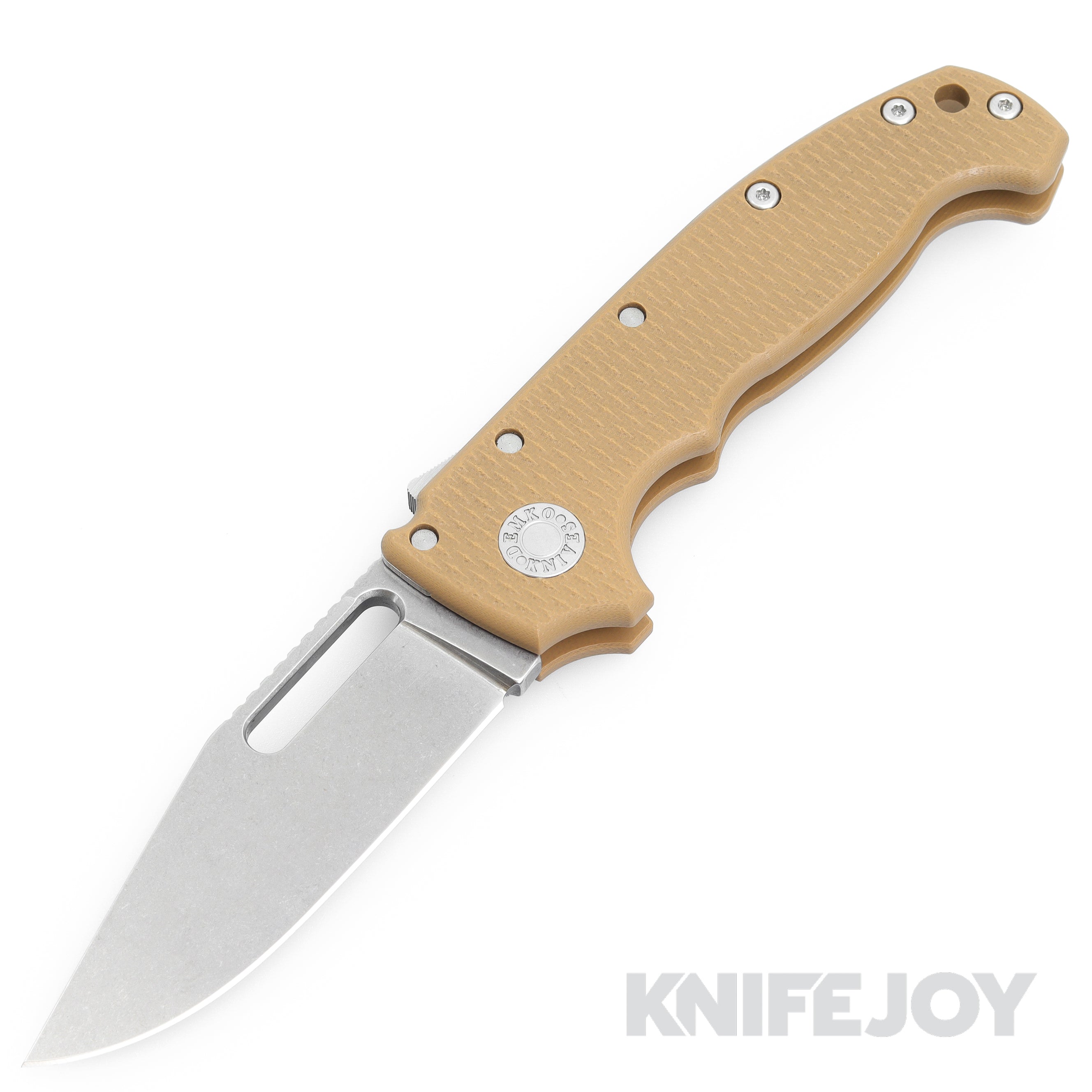 Demko AD20 Folding Knife - 3V Steel Clip Point Blade, Full Flat Grind (FFG), Brown G10 Handle - EDC, Outdoor, Hunting & Survival Gear