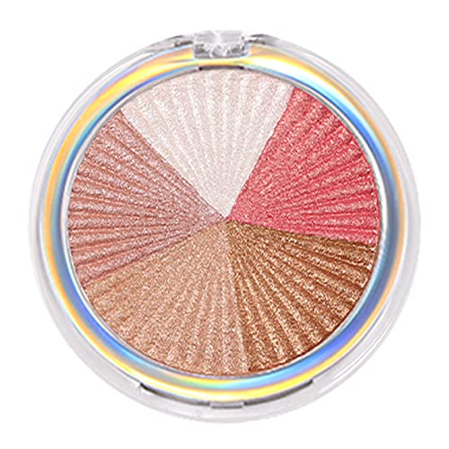 5-Color Highlighter & Contour Palette - White Pink Shimmer Face Illuminator, Blush & Makeup Kit | Perfect for Daily Makeup, Party Glam & Photoshoots | Cruelty-Free & Vegan Beauty