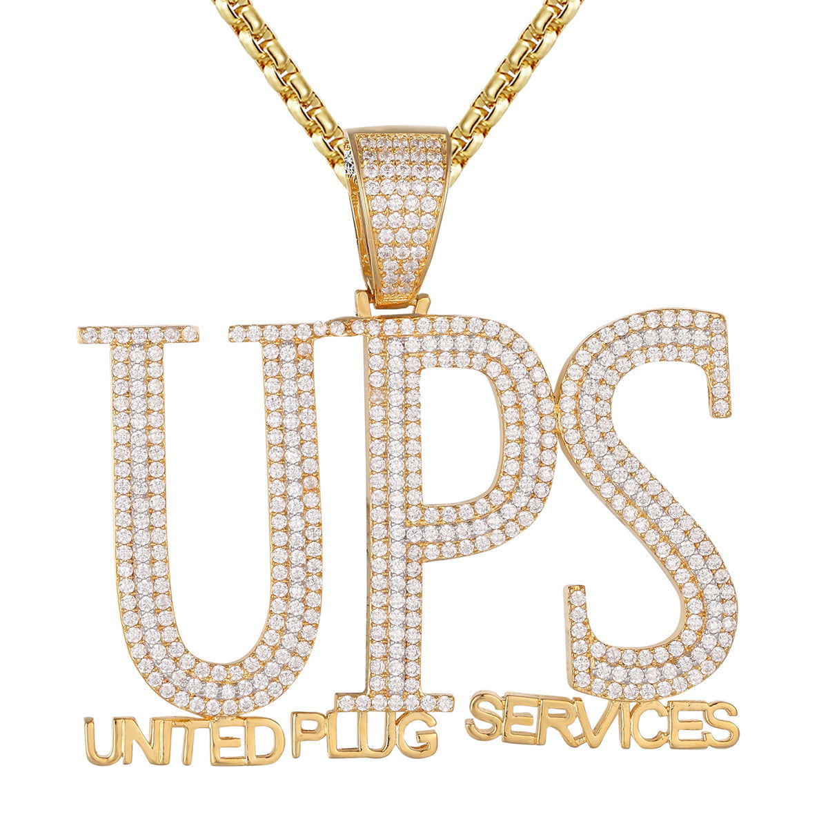 Custom UPS Logo Hip Hop Pendant Necklace for Men - Perfect for Rappers, Streetwear Fashion & Urban Style Accessories